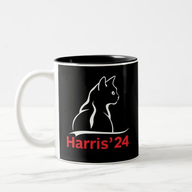 Tasse 2 Couleurs Dames de chat pour Kamala Cat 2024 Président Kamal (Gauche)