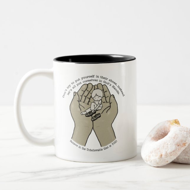 Tasse 2 Couleurs Dans les mains de Dieu (Avec donut)