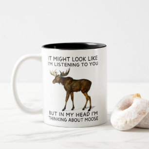 Tasse 2 Couleurs Dans ma tête, je pense à Moose Funny
