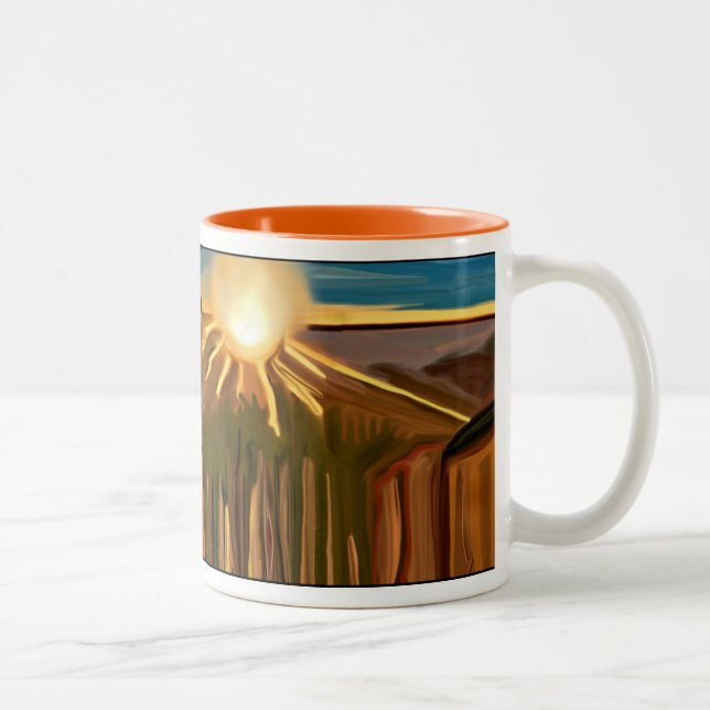 Tasse 2 Couleurs Danse des cactus art Abstrait (Droit)