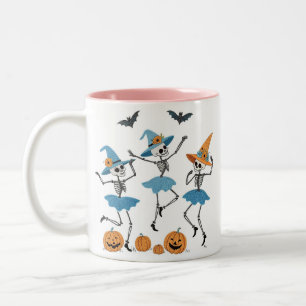 Tasse 2 Couleurs Danser Skeletons & sorcières Broderie Halloween