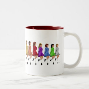 Tasse 2 Couleurs Danseurs de step irlandais - Ligne arc-en-ciel de
