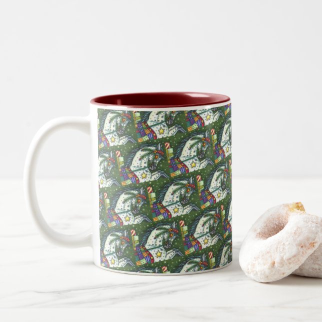 TASSE 2 COULEURS DAPPLE GRAY DANS UN SEUL CHEVAL OUVERT SLEIGH, COL (Avec donut)
