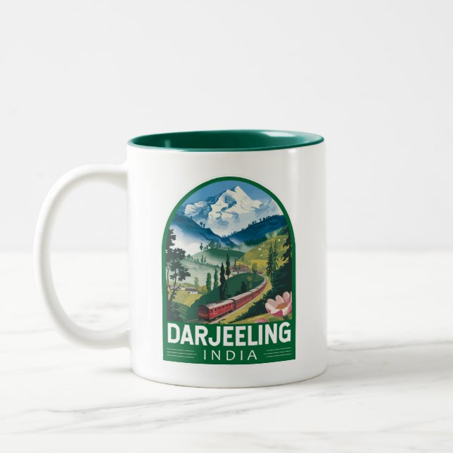 Tasse 2 Couleurs Darjeeling Inde Travel Art Emblem (Gauche)
