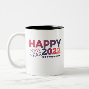 Tasse 2 Couleurs Dark Colorful 3d grungy 2022 heureux nouvelle ann