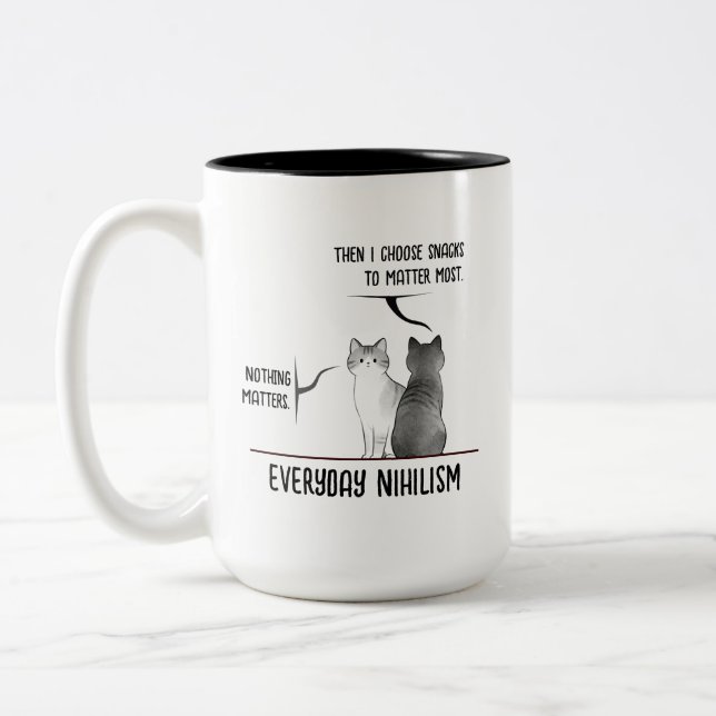 Tasse 2 Couleurs Dark Humor Cat Everyday Nihilism Quote Introvert  (Gauche)