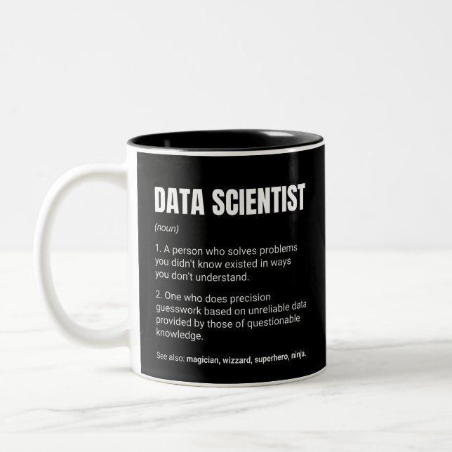 Tasse 2 Couleurs Data Scientist Drôle Définition de travail (Gauche)