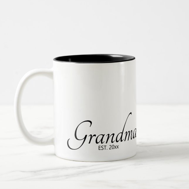 Tasse 2 Couleurs Date de création de grand-mère Est Script noir (Gauche)