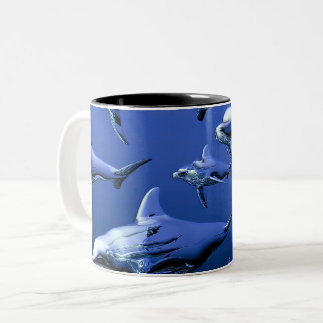 Tasse 2 Couleurs Dauphin bleu (Devant gauche)