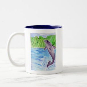 Tasse 2 Couleurs Dauphin de crayon de couleur