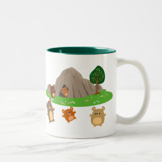 Tasse 2 Couleurs De mignons ours de dessin dans une caverne