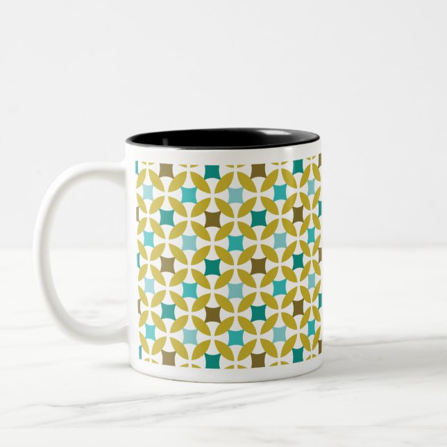 Tasse 2 Couleurs Deco Print Pattern Gold Teal Geometric (Gauche)