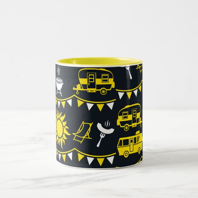 Tasse 2 Couleurs Décor camping Caravan (Centre)