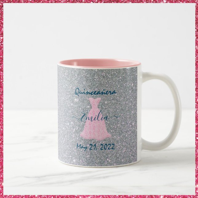 Tasse 2 Couleurs Décor de Quinceanera scintillant (Créateur téléchargé)