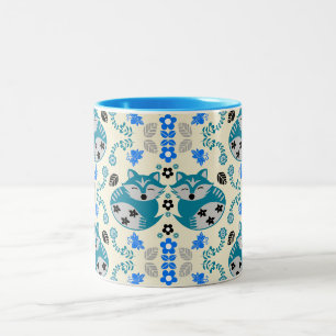 Tasse 2 Couleurs Décor d'impression de renard d'art folklorique