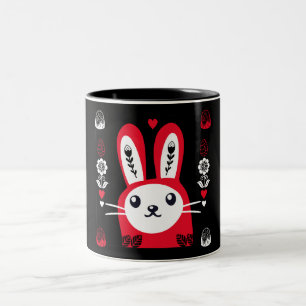 Tasse 2 Couleurs Décor lapin au chocolat de Pâques