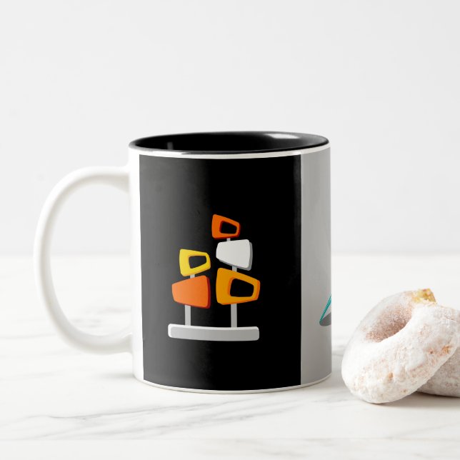 Tasse 2 Couleurs Décor rétro (Avec donut)