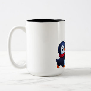 Tasse 2 Couleurs Décoration de Noël de pingouin Joie