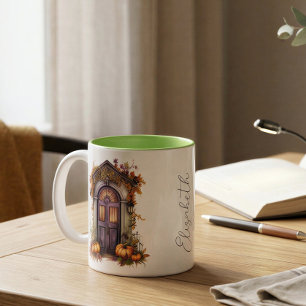 Tasse 2 Couleurs Décoration personnalisée de citrouille de porte de