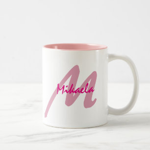 Tasse 2 Couleurs Décoré d'un monogramme personnalisé par rose