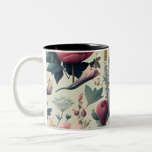 Tasse 2 Couleurs Découvrez un motif botanique floral printanier épo (Gauche)