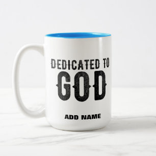 TASSE 2 COULEURS DÉDIÉ À DIEU PERSONNALISABLE COOL TEXTE NOIR