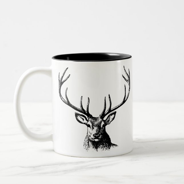 Tasse 2 Couleurs Deer Animal Antlers Nature Wildlife Horns Head (Gauche)