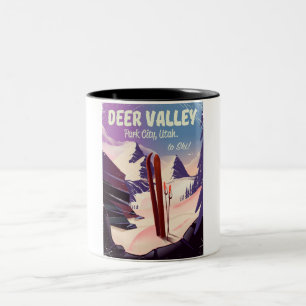 Tasse 2 Couleurs Deer Valley, Park City, Utah, affiche de voyage de