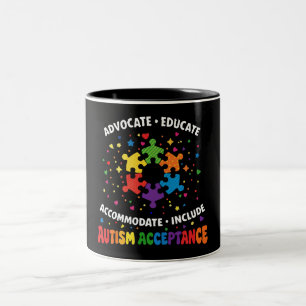 Tasse 2 Couleurs Défenseur de l'acceptation de l'autisme Éduquer Pu