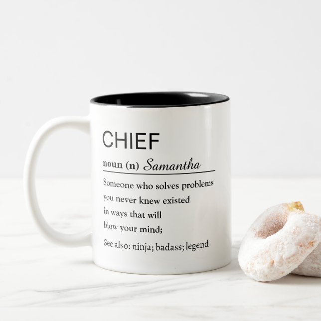 Tasse 2 Couleurs Définition de chef personnalisée (Avec donut)
