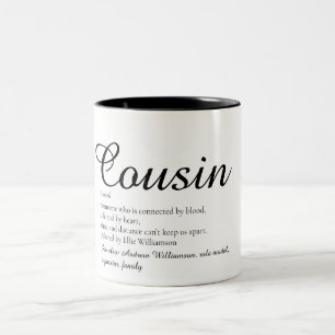 Tasse 2 Couleurs Définition de cousin cool en script noir et blanc