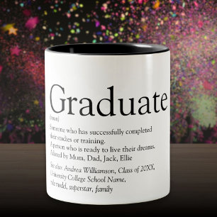 Tasse 2 Couleurs Définition de diplômé personnalisée noir et blanc