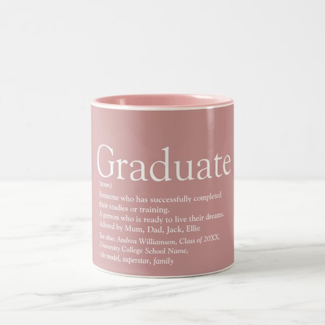 Tasse 2 Couleurs Définition de diplômé Rose Poussiéreuse Moderne (Centre)