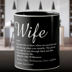 Tasse 2 Couleurs Définition de femme Moderne Chic Script Noir et Bl