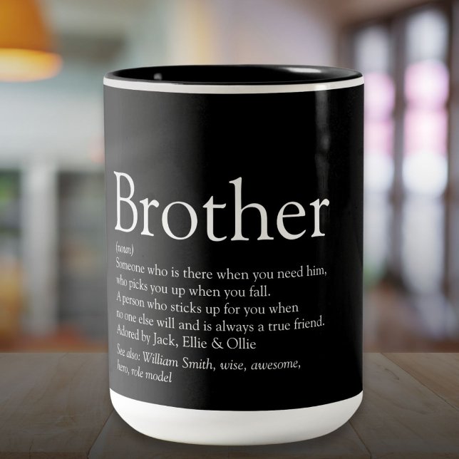 Tasse 2 Couleurs Définition de frère Moderne Amusant (Brother Definition Modern Fun Two-Tone Coffee Mug)