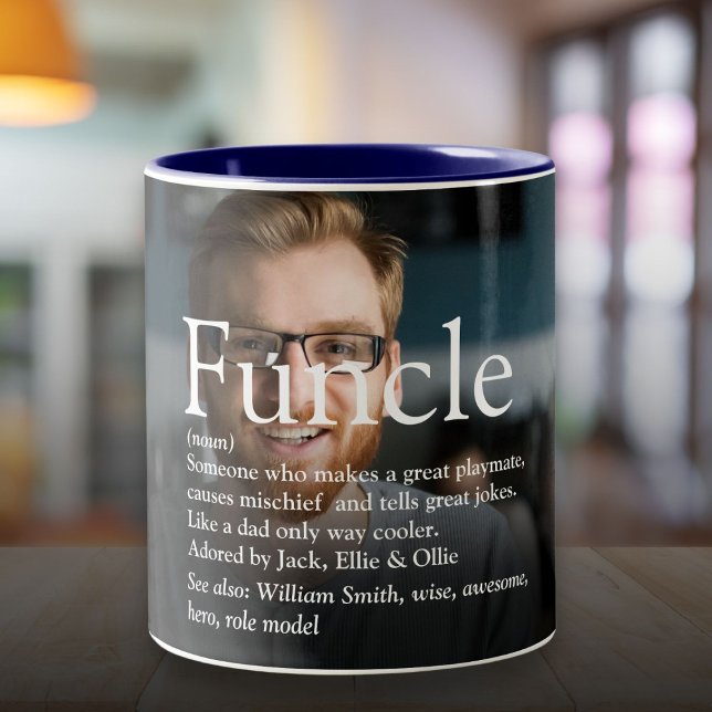 Tasse 2 Couleurs Définition de Funcle Oncle Photo Fun Moderne (Funcle Uncle Definition Fun Modern Photo Two-Tone Coffee Mug)