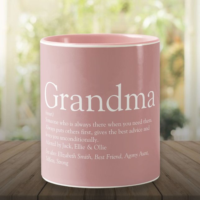 Tasse 2 Couleurs Définition de grand-mère Rose Poussiéreuse Rose (Grandma Definition Dusty Rose Pink Two-Tone Coffee Mug)