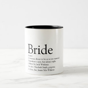 Tasse 2 Couleurs Définition de la mariée, Baby Shower, Mariage