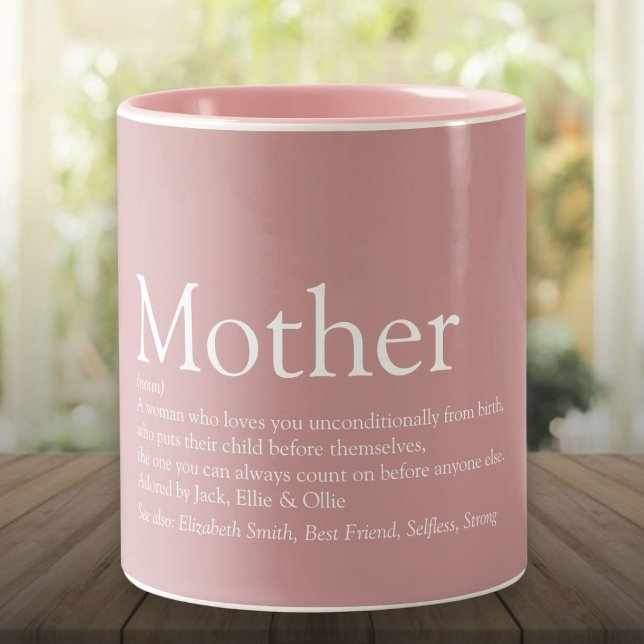 Tasse 2 Couleurs Définition de Maman Rose Poussiéreuse Rose (Mother Mom Definition Dusty Rose Pink Two-Tone Coffee Mug)