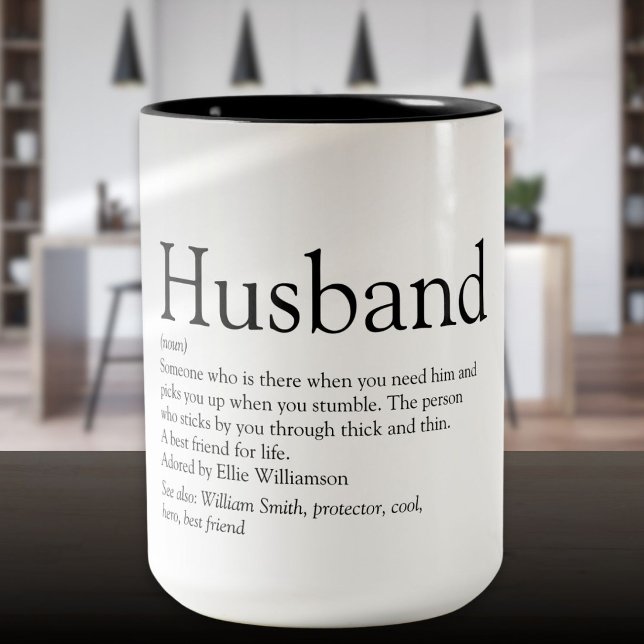 Tasse 2 Couleurs Définition de mari Citation Moderne Cool (Husband Definition Saying Modern Cool Two-Tone Coffee Mug)