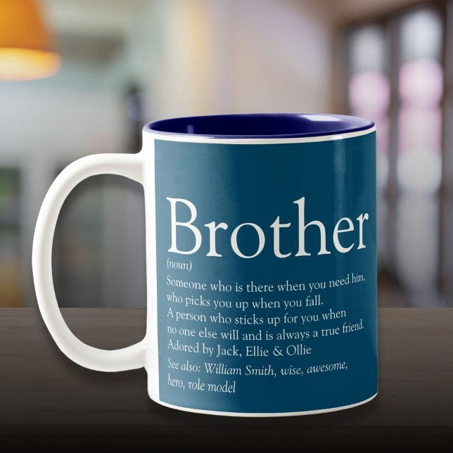 Tasse 2 Couleurs Définition de Meilleur Frère Bleu Cool Moderne Amu (Modern Fun Blue Cool Best Brother Definition Two-Tone Coffee Mug)
