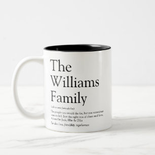 Tasse 2 Couleurs Définition de nom de famille Fun Black and White