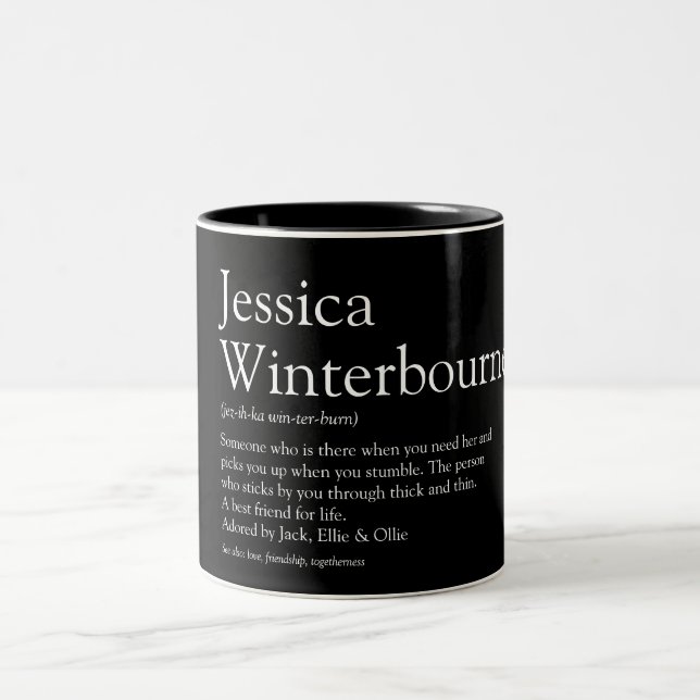 Tasse 2 Couleurs Définition de nom Typographique Noir et Blanc (Centre)