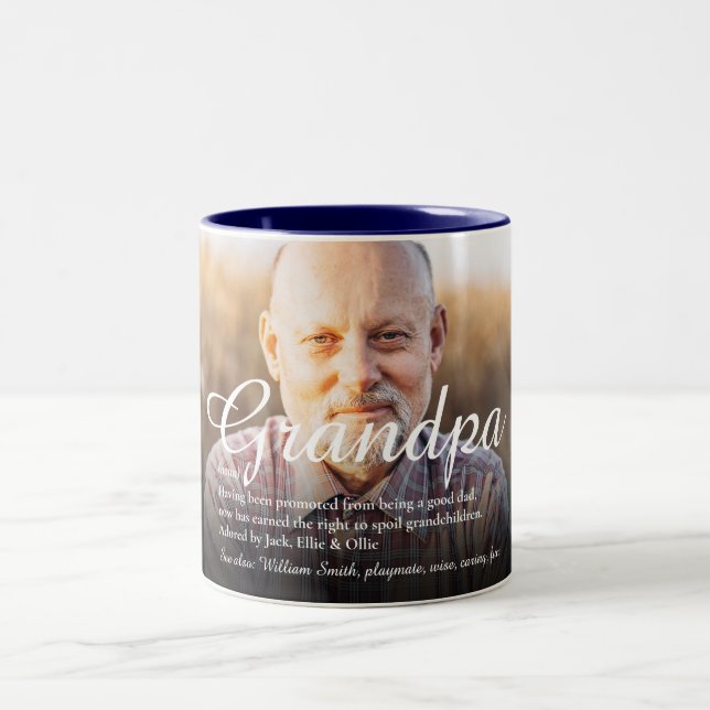 Tasse 2 Couleurs Définition de Papy Grand-père Écriture Élégante Ph (Centre)