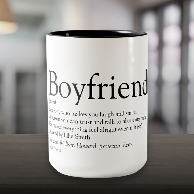Tasse 2 Couleurs Définition de petit ami personnalisée Cool Fun (Personalized Boyfriend Definition Cool Fun Two-Tone Coffee Mug)