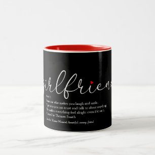 Tasse 2 Couleurs Définition de petite amie Écriture élégante Cœur d