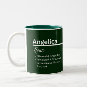 Tasse 2 Couleurs Définition de prénom Angelica Personnalisée