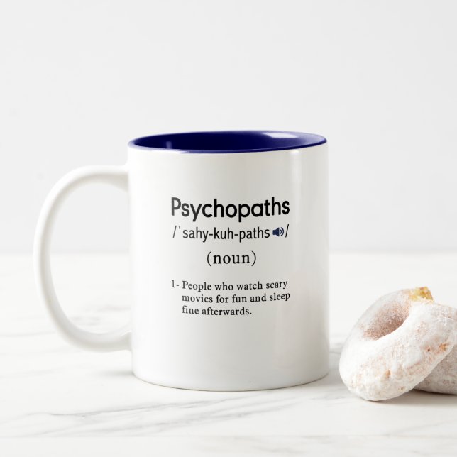 Tasse 2 Couleurs définition de psychopathes amusants (Avec donut)