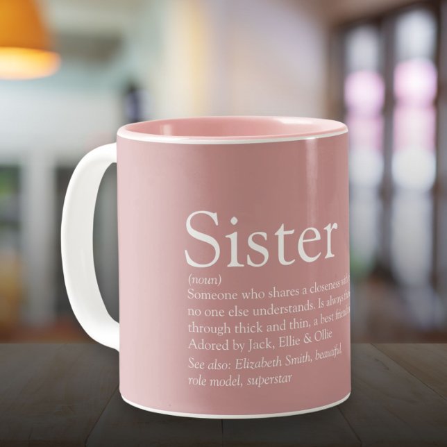 Tasse 2 Couleurs Définition de soeur Fille Dusty Rose rose (Sister Definition Girly Dusty Rose Pink Two-Tone Coffee Mug)