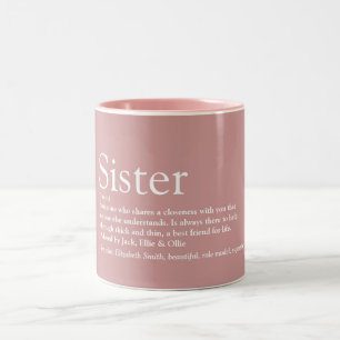Tasse 2 Couleurs Définition de sœur Rose Poussière Rose